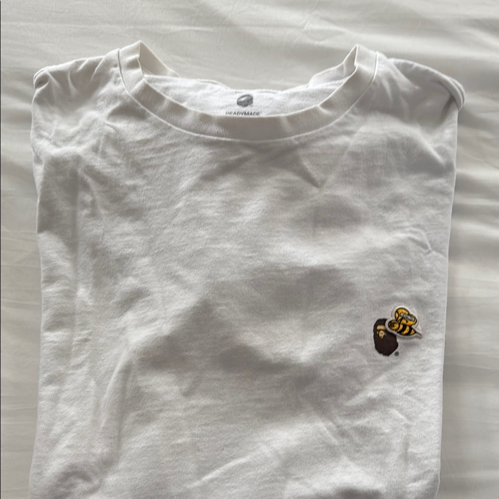 Bape White T-Shirt with Brown and Yellow Logo